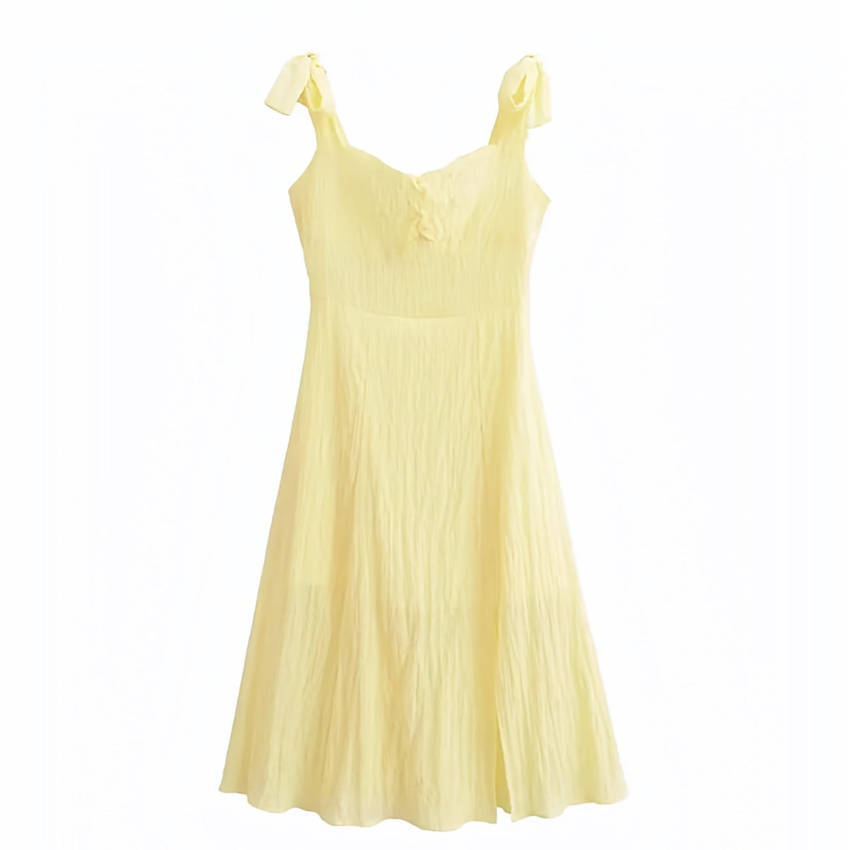 Light Yellow Bodycon Spaghetti Strap Sleeveless Linen Maxi Dress