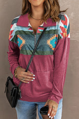 Comforting Moments Aztec Zip-Up Sweatshirt