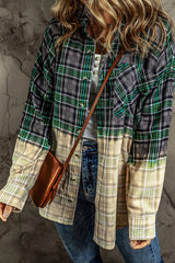 Contrast Plaid Button up Shacket