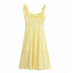 Light Yellow Bodycon Spaghetti Strap Sleeveless Linen Maxi Dress