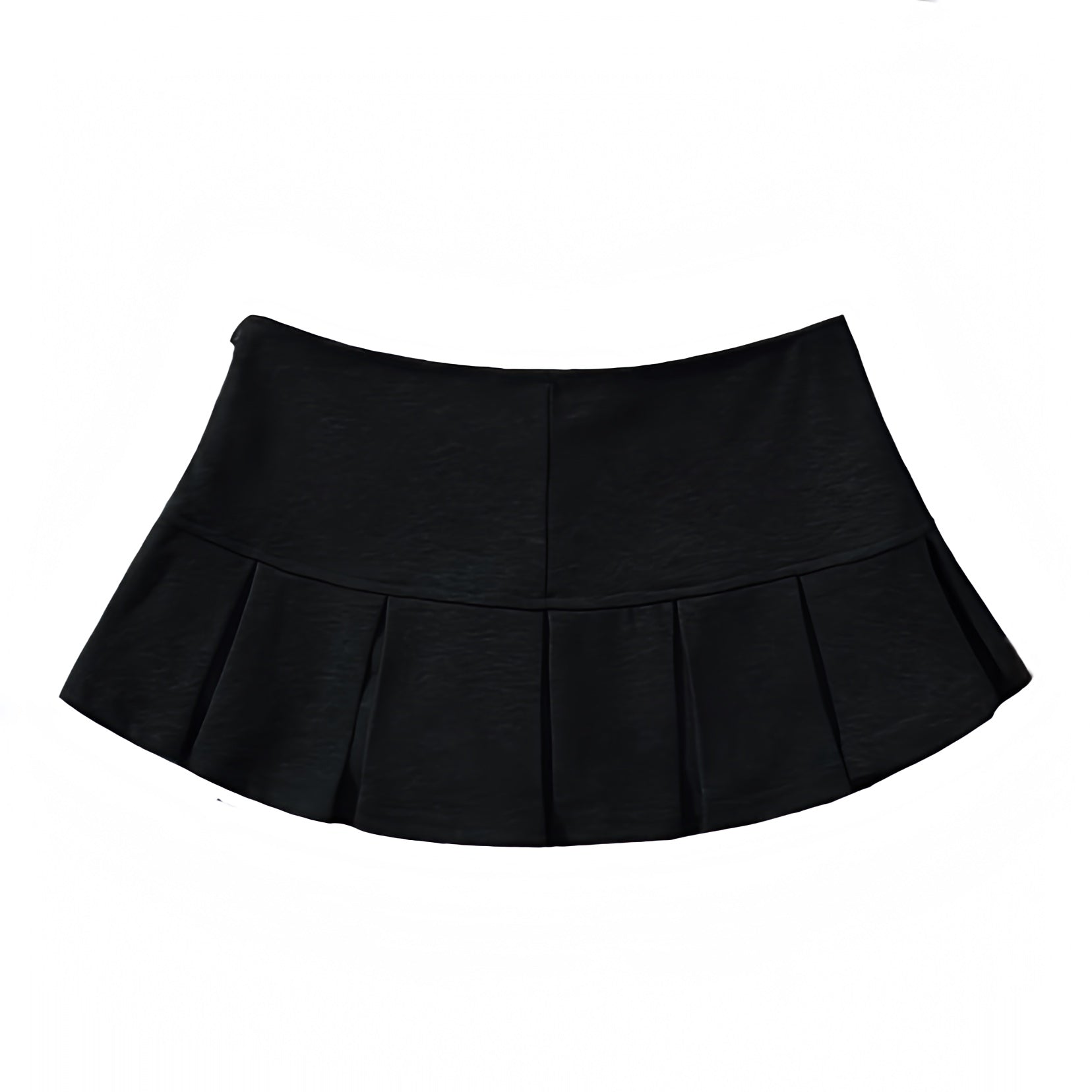 Black Pleated Low Rise Mini Micro Skirt