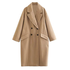 Khaki Woolen Oversized Trench Coat
