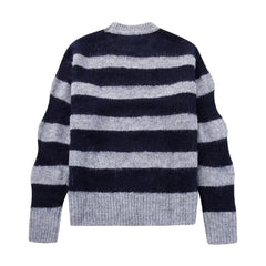 Gray & Black Knit Striped Pull Over Sweater
