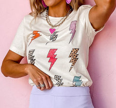 Colorful Lightning Graphic Print Tee