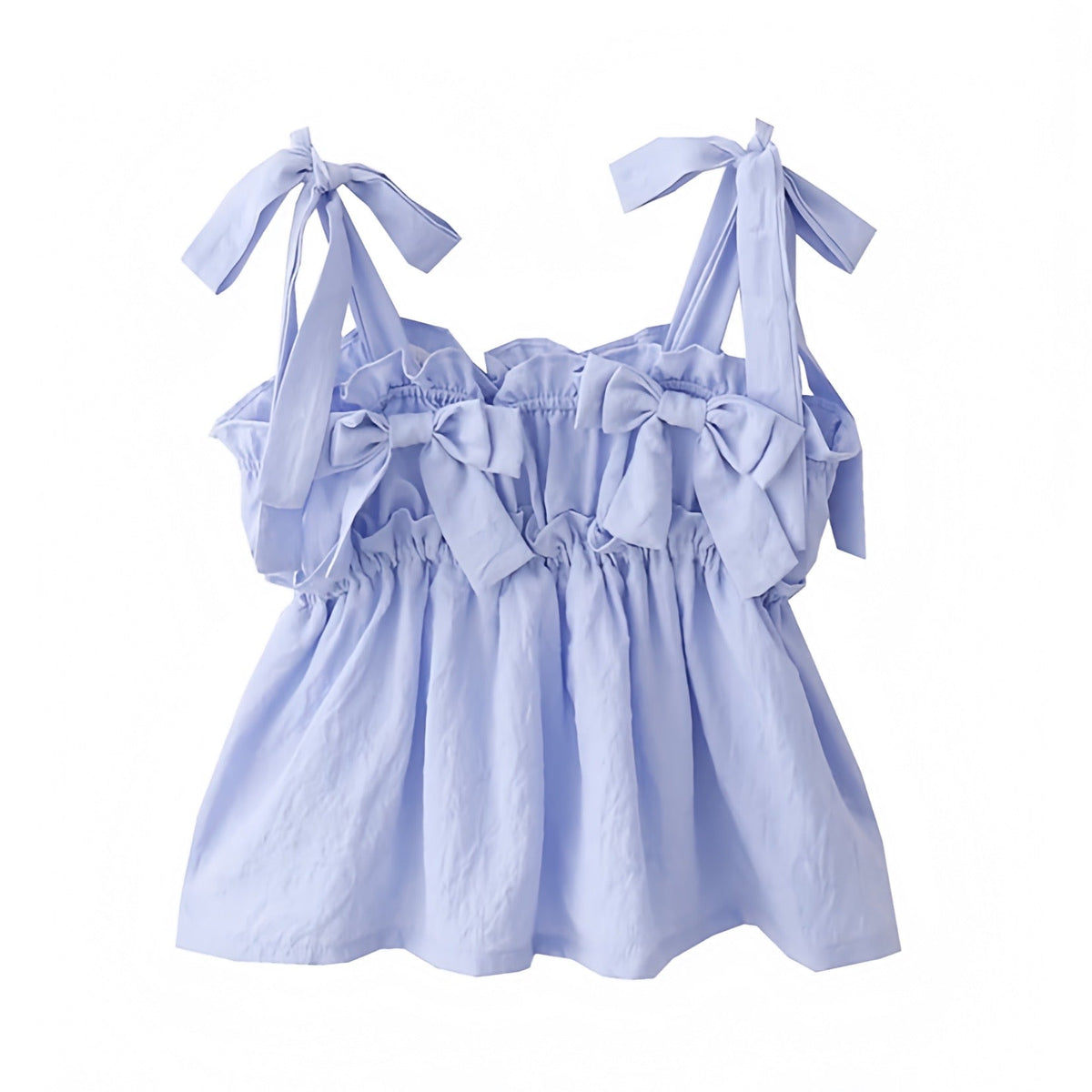 Light Blue Bow Ruffle Trim Cami Tank Top