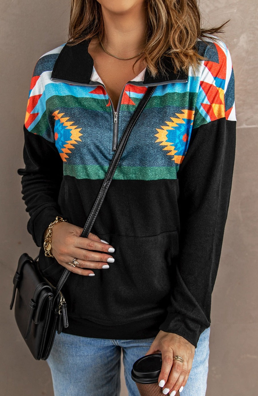 Comforting Moments Aztec Zip-Up Sweatshirt