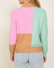 Colorblock Ribbed Trim Sweater