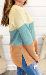 Color Block Ribbed Pullover Top