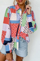 Colorful Patchwork Long Sleeve Shirt