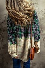 Contrast Plaid Button up Shacket