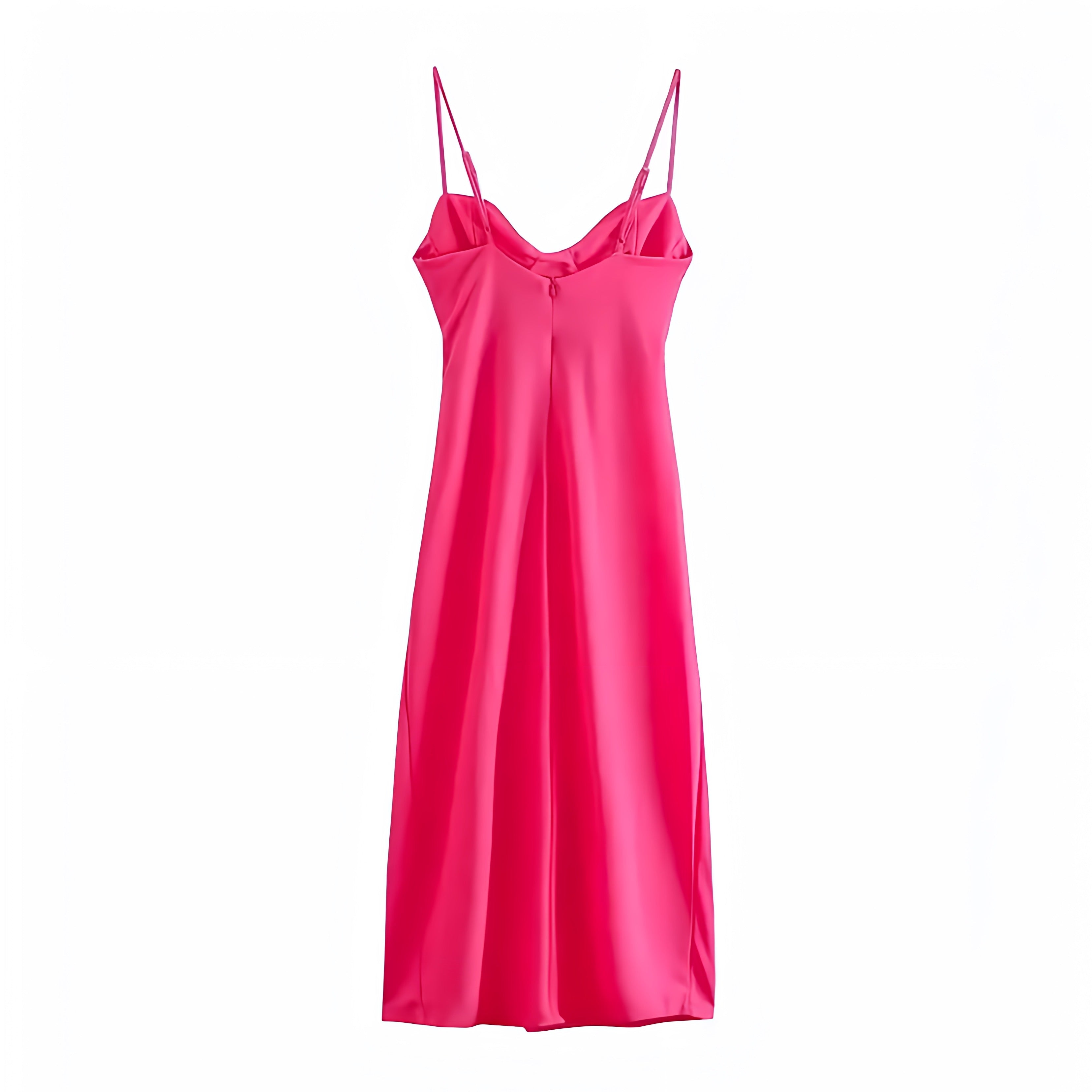 Hot Pink Bodycon Ruched Spaghetti Strap Maxi Dress