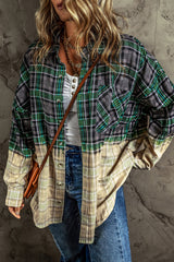 Contrast Plaid Button up Shacket