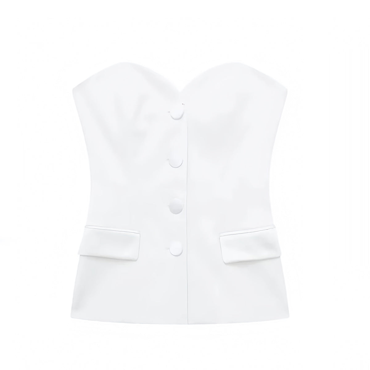 White Slim Fit Corset Sweetheart Neckline Strapless Tube Top