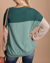 Colorblock Rib Textured Knit Top