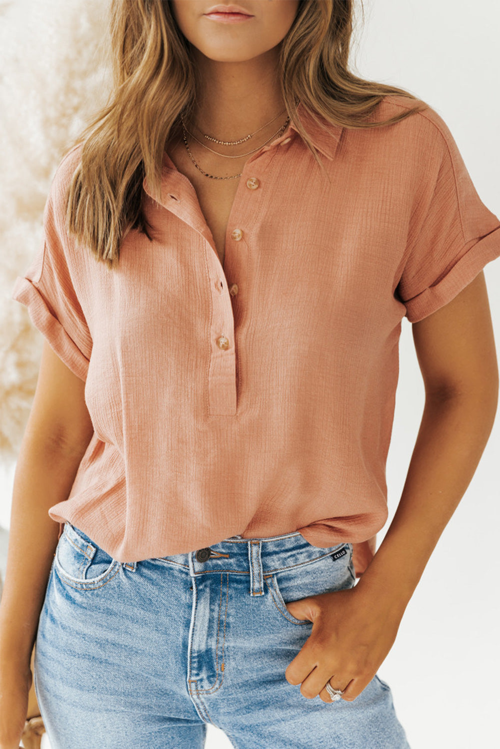 Collared Henley Short Sleeve Shirt