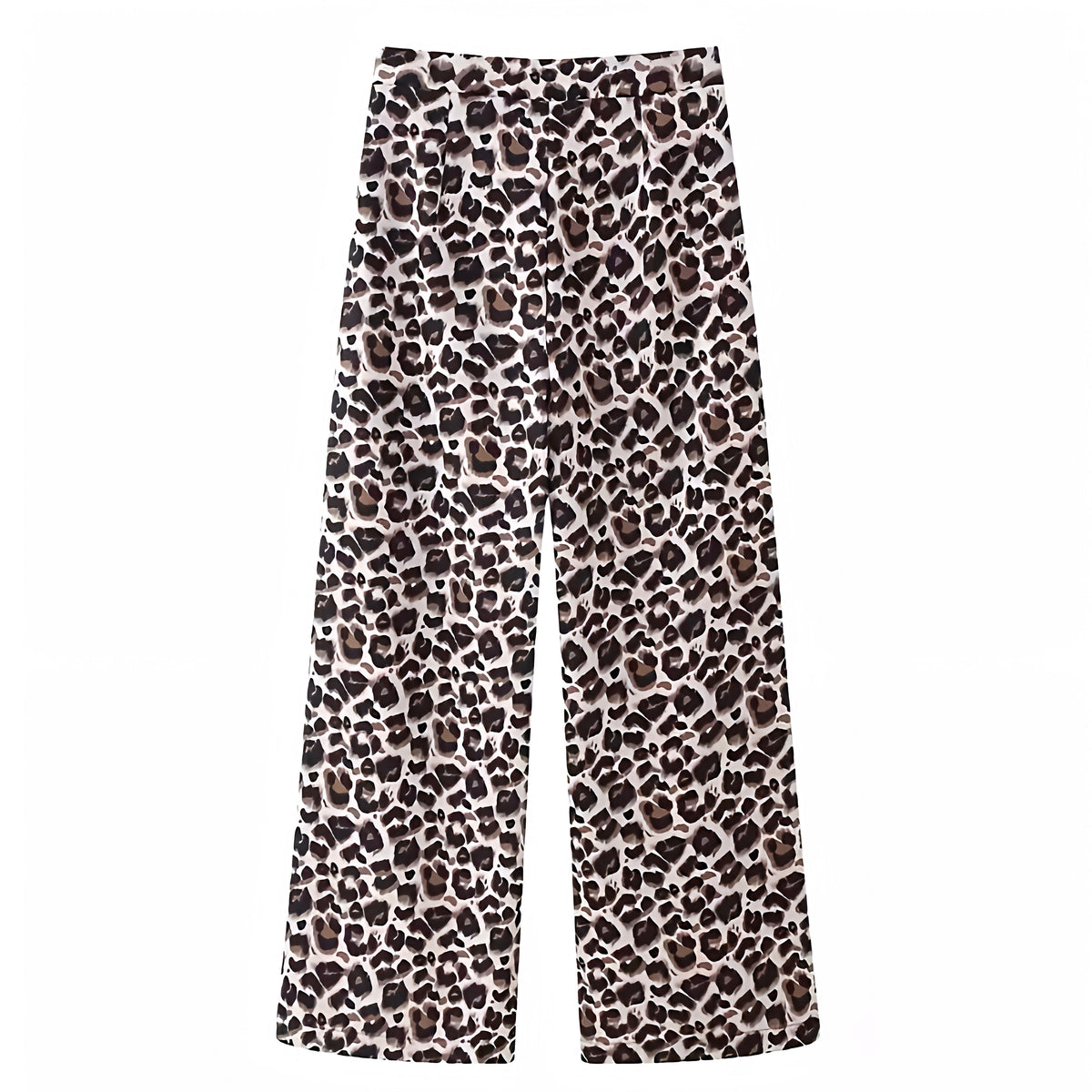 Leopard Print Vintage Mid-High Rise Wide Leg Trouser Pants