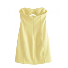 Light Yellow Bodycon Cut-Out Strapless Mini Dress