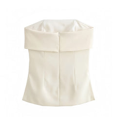 Light Beige Slim Fit Corset Strapless Full Length Tube Top