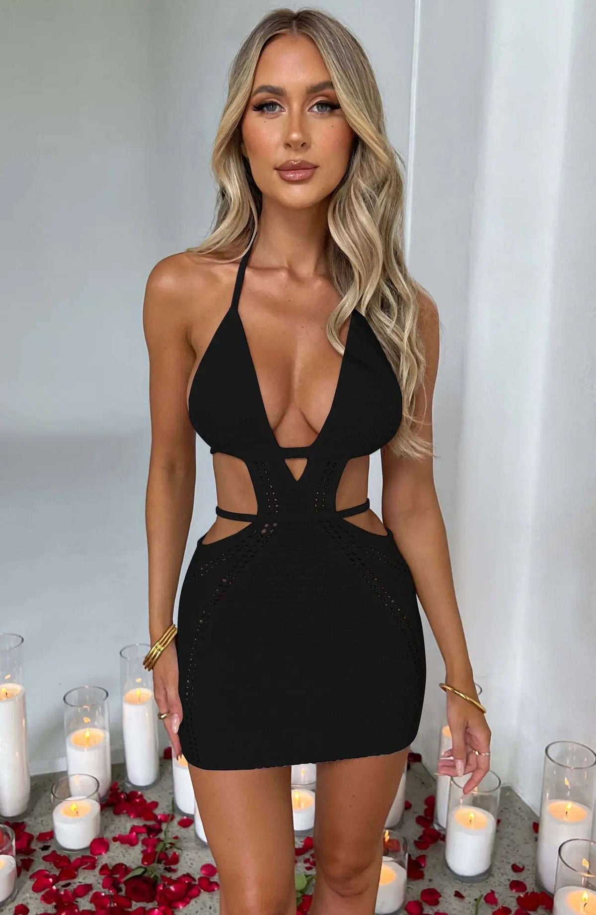 Allure Halter Knit Mini Dress