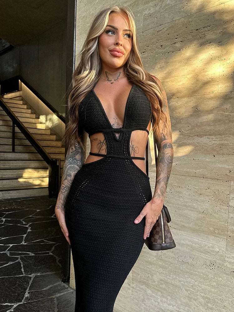 Allure Halter Knit Mini Dress