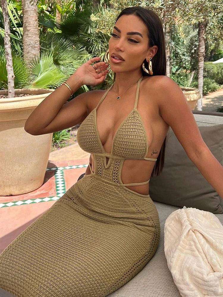 Allure Halter Knit Mini Dress