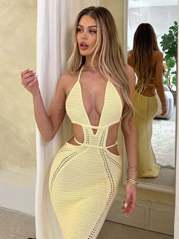 Allure Halter Knit Mini Dress