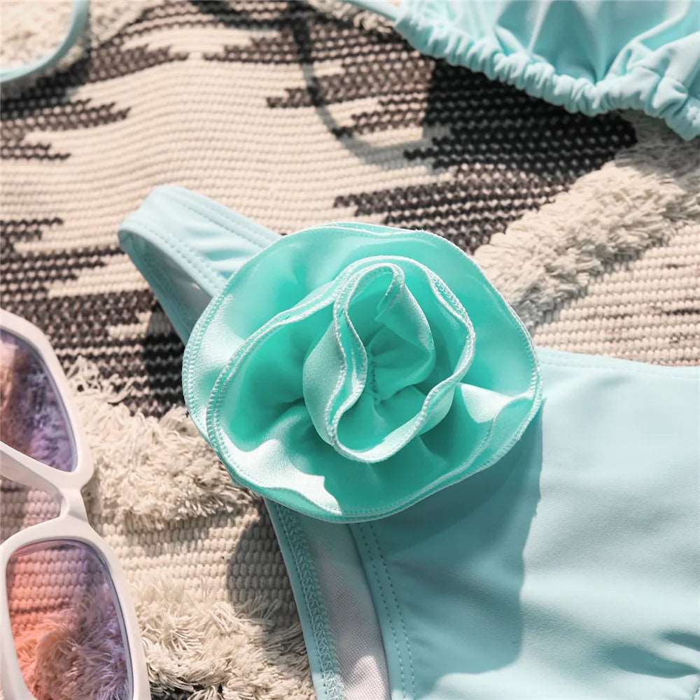 Aqua Bloom 3D Flower Bikini Set