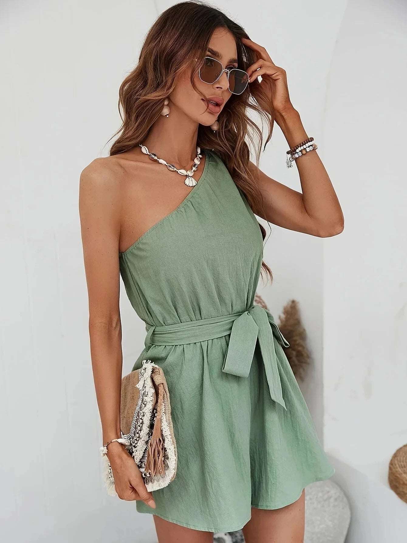 Asymmetric Belted Playsuit