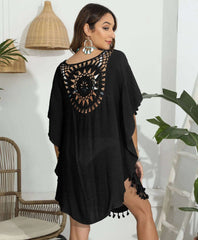 Azure Bloom Tassel Beach Cover-Up
