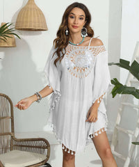 Azure Bloom Tassel Beach Cover-Up