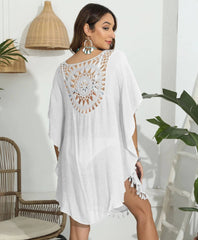 Azure Bloom Tassel Beach Cover-Up