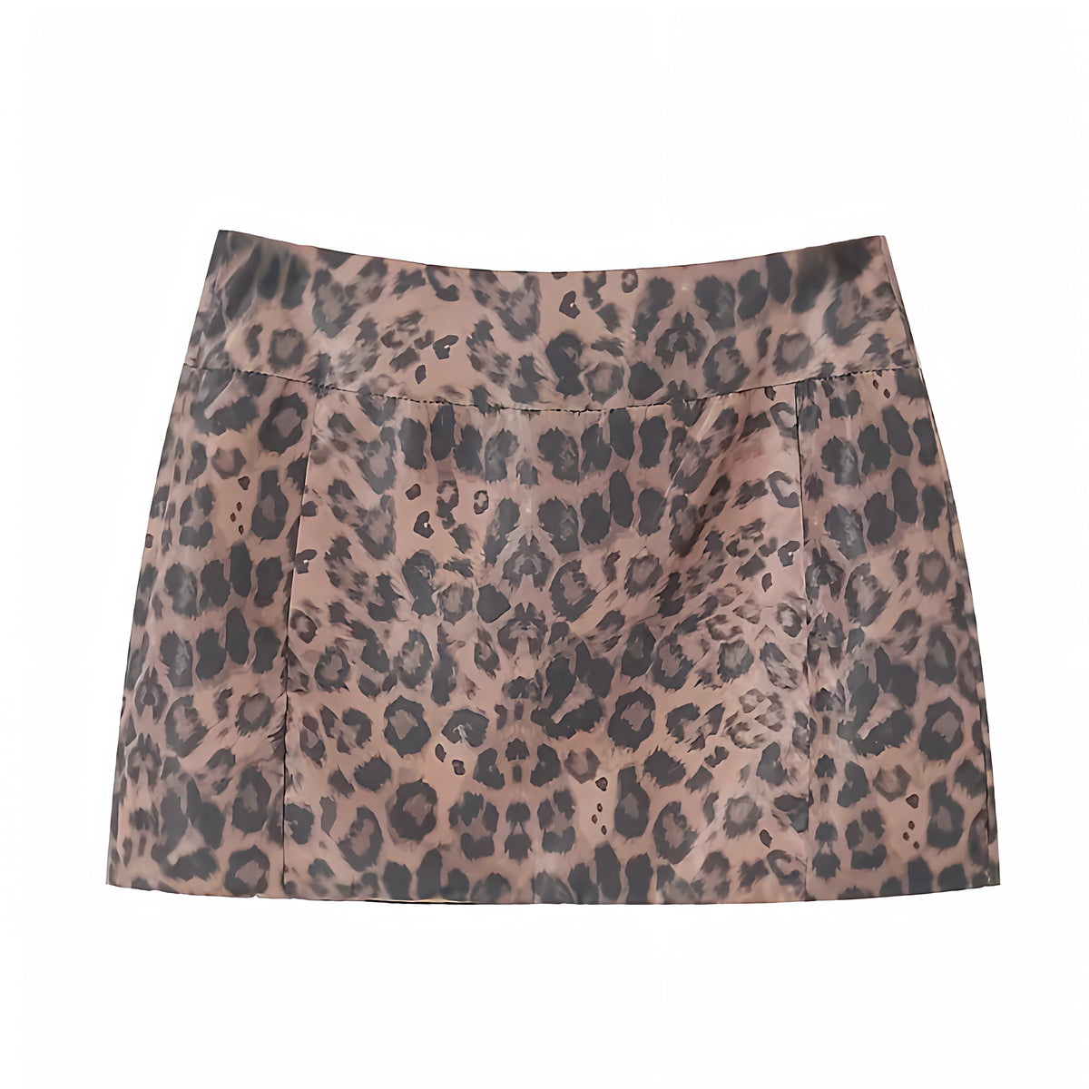 Leopard Print Brown Slim Fit Low Rise Mini Skirt