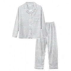 Light Gray & White Gingham Cotton Linen Pajama Set
