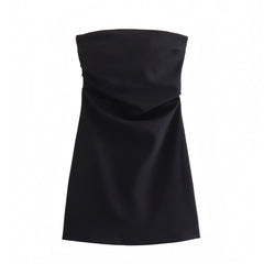 Dark Black Bodycon Strapless Mini Dress