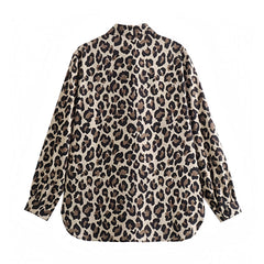 Leopard Print Button Down Long Sleeve Linen Shirt