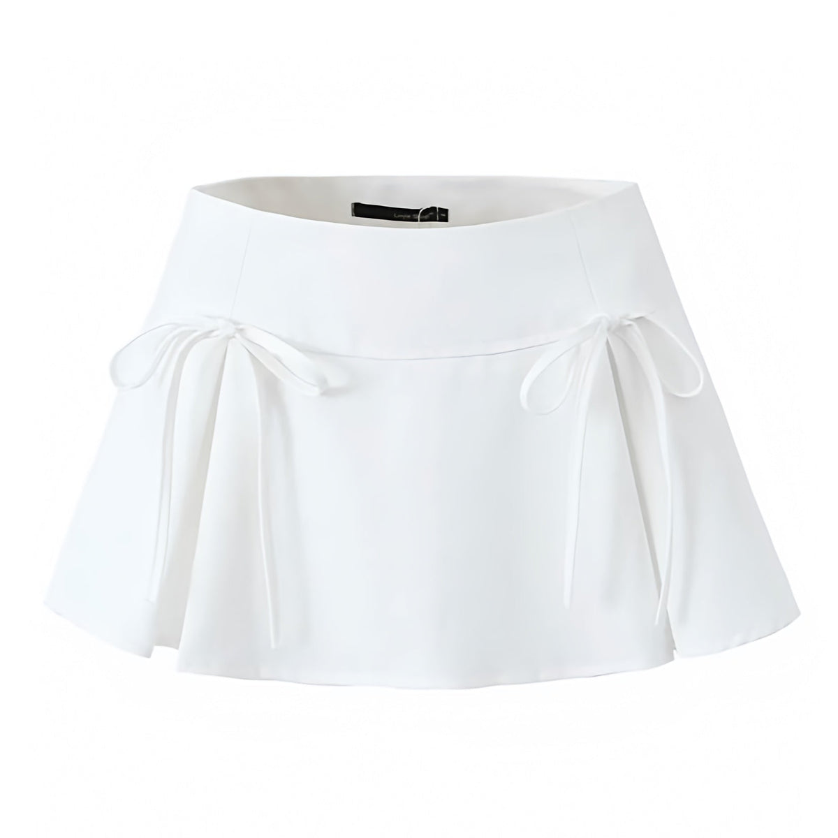 White Bows Slim Fit Low Rise Slit Mini Skirt