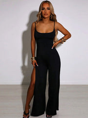 Backless Lace-Up Wide-Leg Jumpsuit