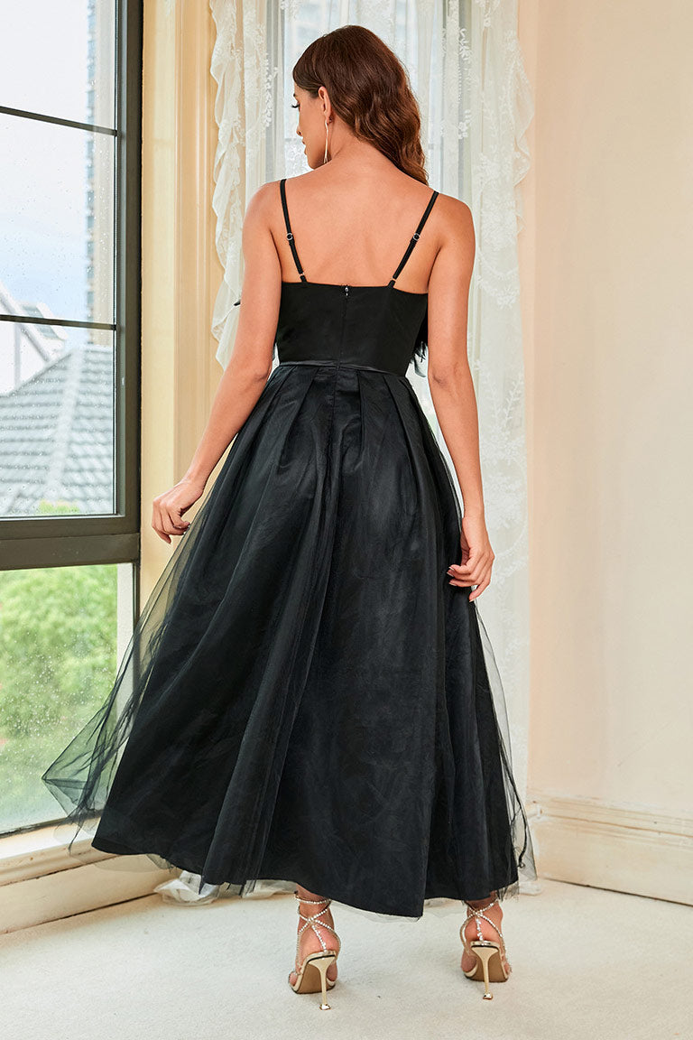 Black A-Line Prom Dress Formal Gown With Feather – Toadds