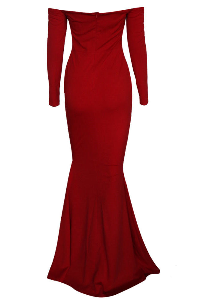 Black Long Sleeve Off Shoulder Evening Prom Dresses – Toadds