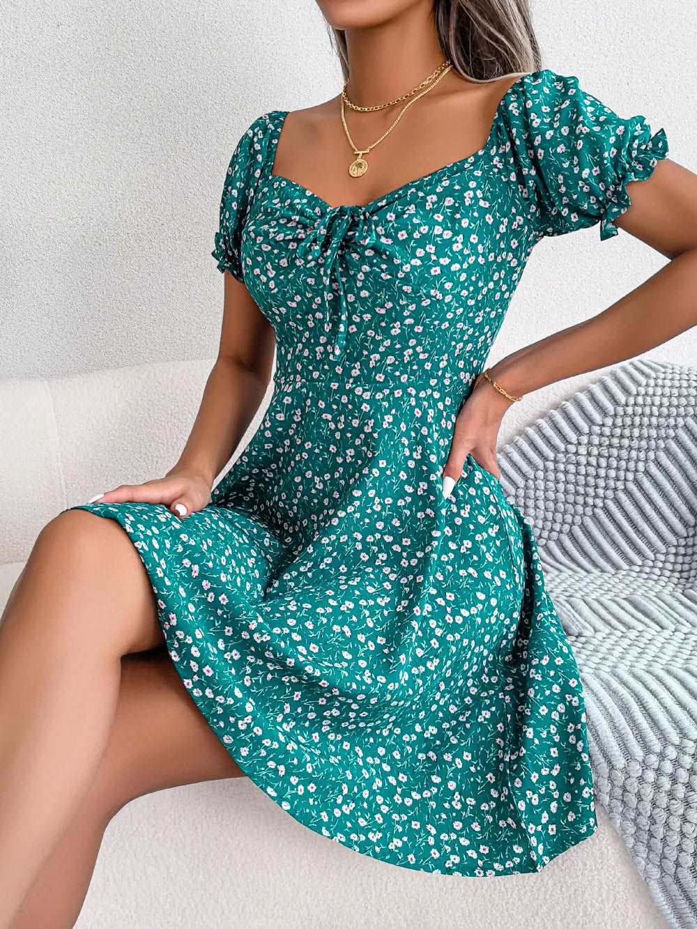 BlossomCharm Floral Mini Dress