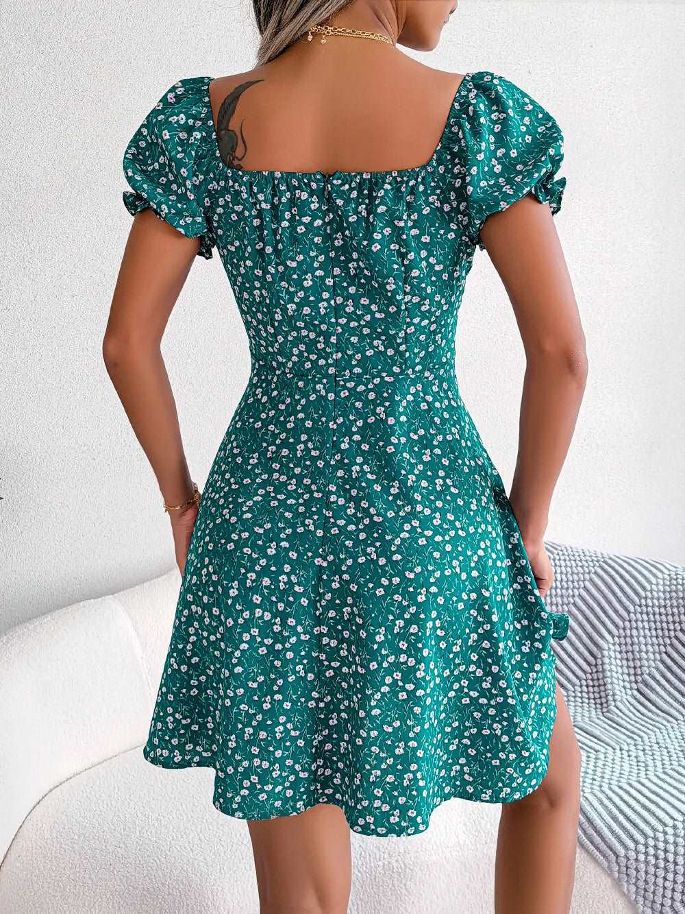 BlossomCharm Floral Mini Dress