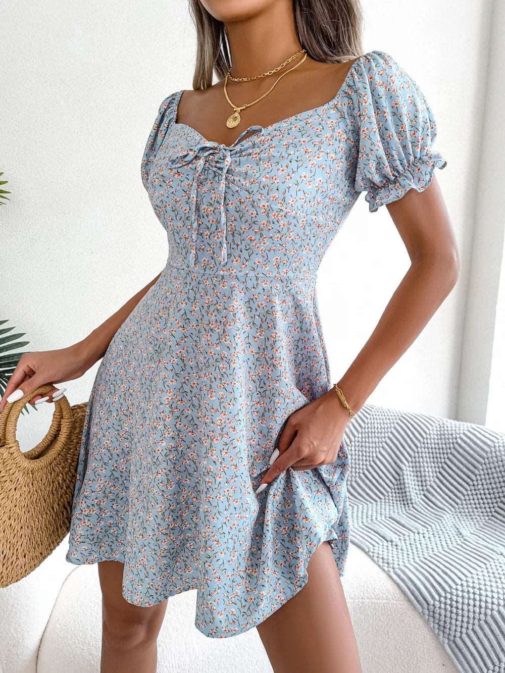 BlossomCharm Floral Mini Dress