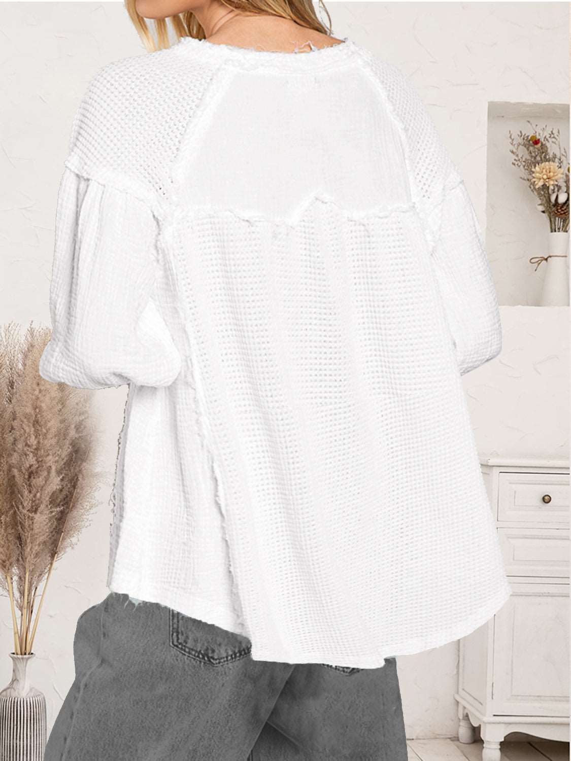 Blush Waffle Knit Button-Up Top