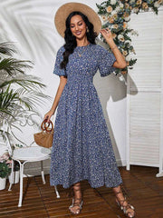 Bohemian Lantern Sleeve Maxi Dress