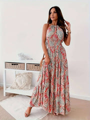 Bohemian Paisley Print Maxi Dress