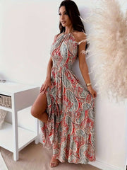 Bohemian Paisley Print Maxi Dress