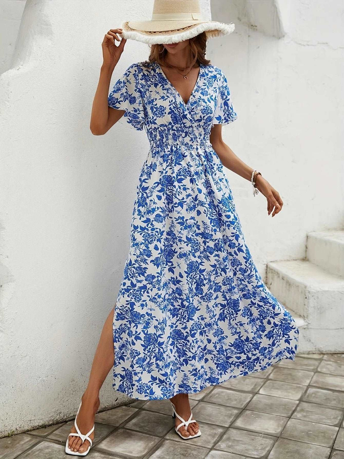 Boho Floral V-Neck Maxi Dress
