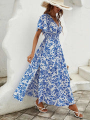 Boho Floral V-Neck Maxi Dress
