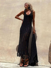 Boho Mesh Tassel Maxi Dress Beach Cover-Up