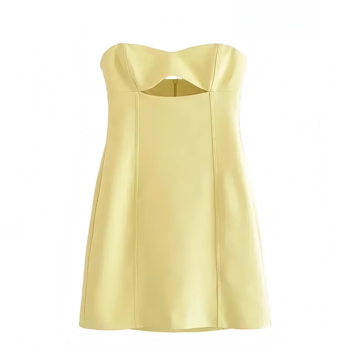 Light Yellow Bodycon Cut-Out Strapless Mini Dress